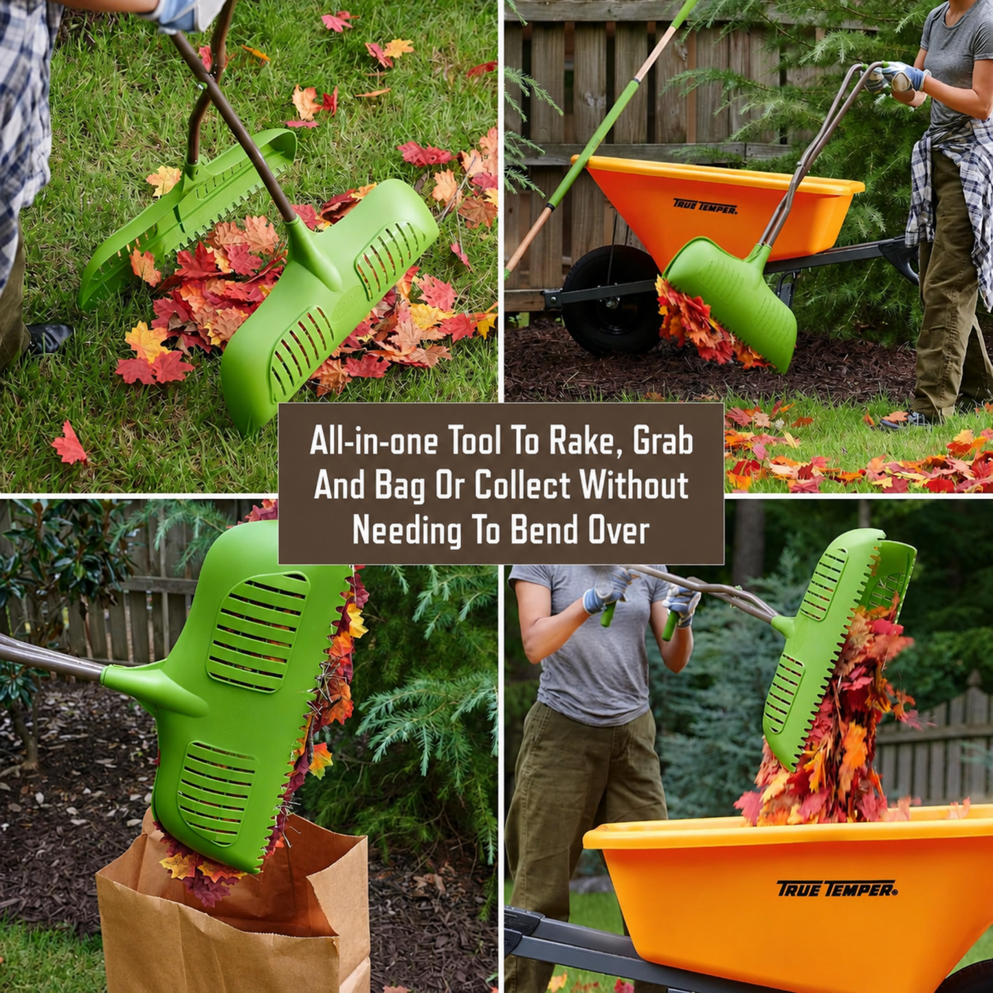 Leaf Grabber Rake with Long Handle