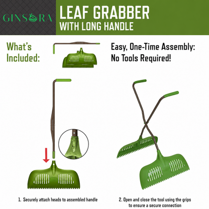 Leaf Grabber Rake with Long Handle
