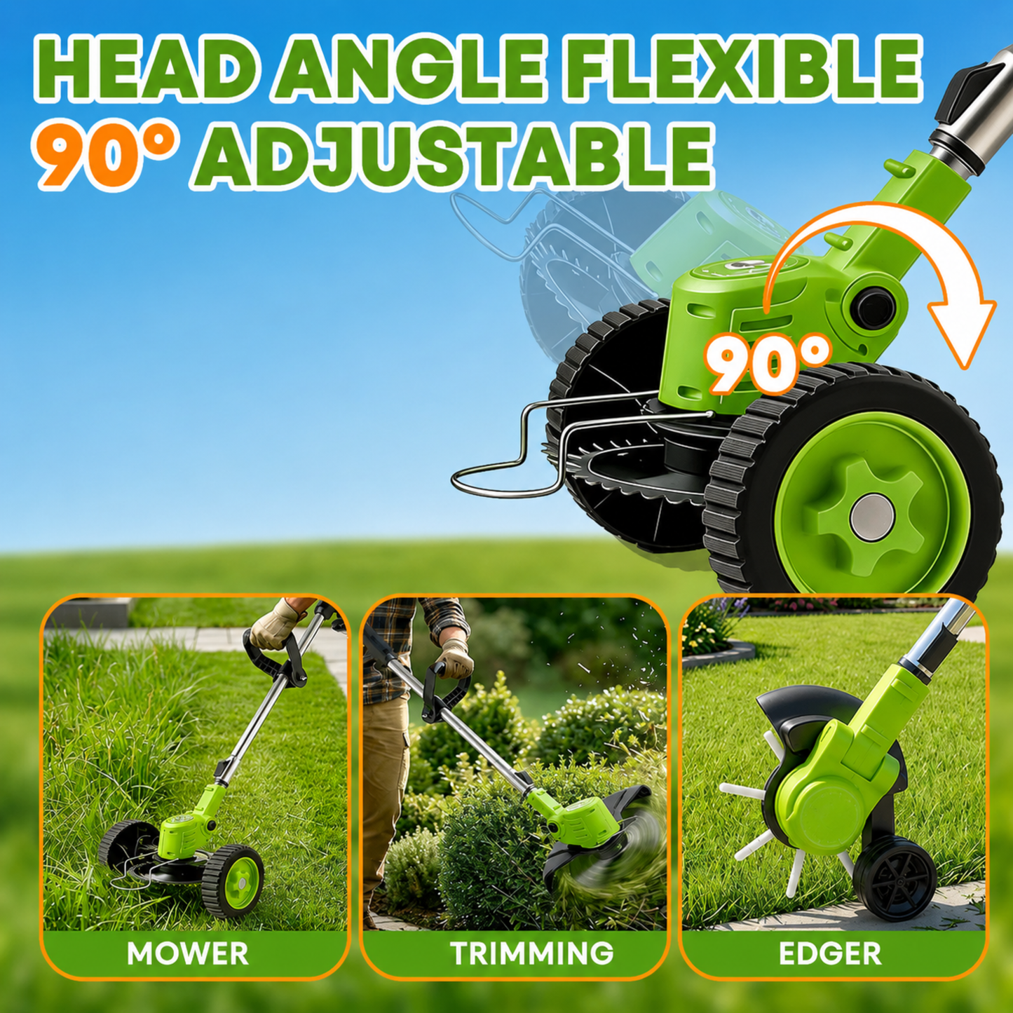 3 In 1 Cordless Grass Trimmer, Weed Eater and Edger