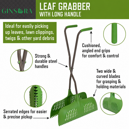 Leaf Grabber Rake with Long Handle