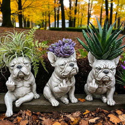 🎉Funny French Bulldog Planter – Sassy Dog Statue Flower Pot For Home & Desk Decor