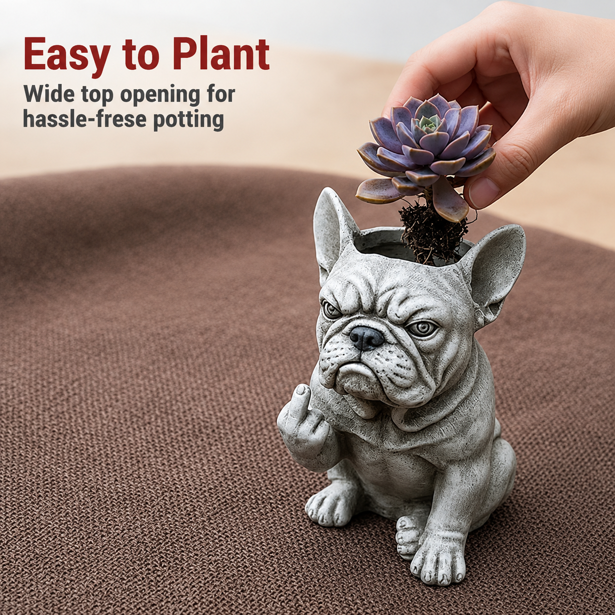 🎉Funny French Bulldog Planter – Sassy Dog Statue Flower Pot For Home & Desk Decor