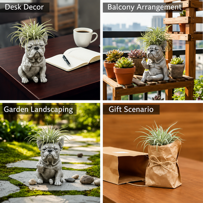 🎉Funny French Bulldog Planter – Sassy Dog Statue Flower Pot For Home & Desk Decor
