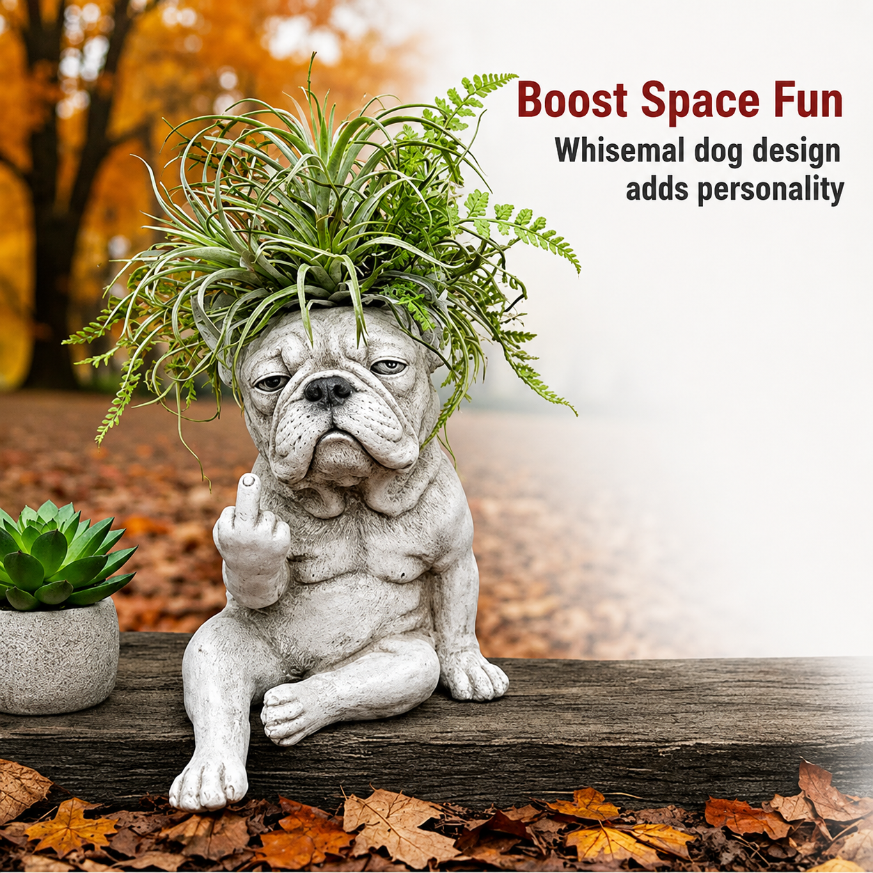 🎉Funny French Bulldog Planter – Sassy Dog Statue Flower Pot For Home & Desk Decor