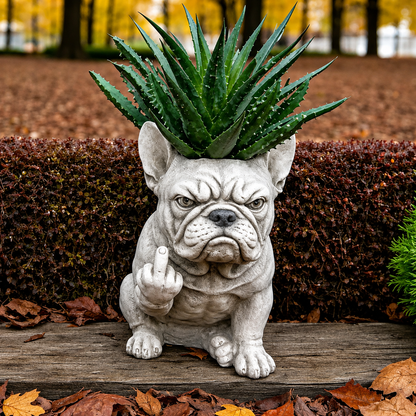🎉Funny French Bulldog Planter – Sassy Dog Statue Flower Pot For Home & Desk Decor